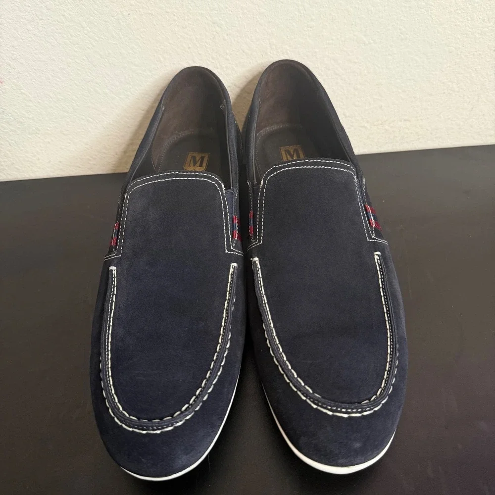 Bruno Magli Balestra Loafers Mens 11 M Navy Blue Suede Italian Slip On Shoes